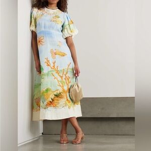 ALÉMAIS + Sam Pauletto Emerald Cove printed linen-gauze shirt